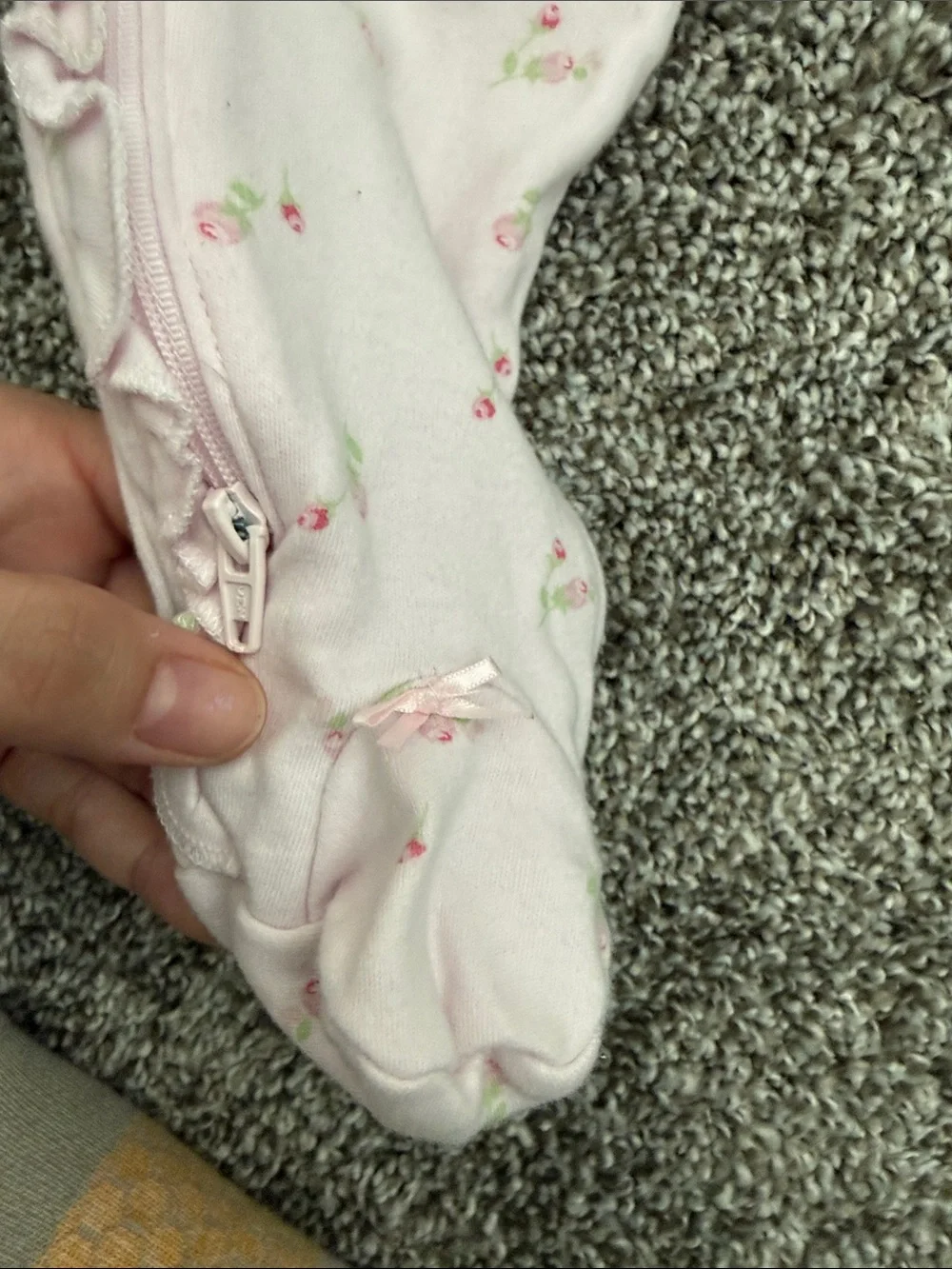 Little Me Light Pink Floral Ruffle Footed One-Piece